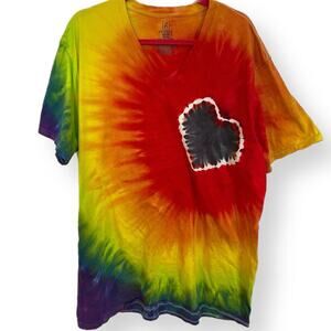 handmade tie dyed unisex tshirt black heart rainbow pride 2XL